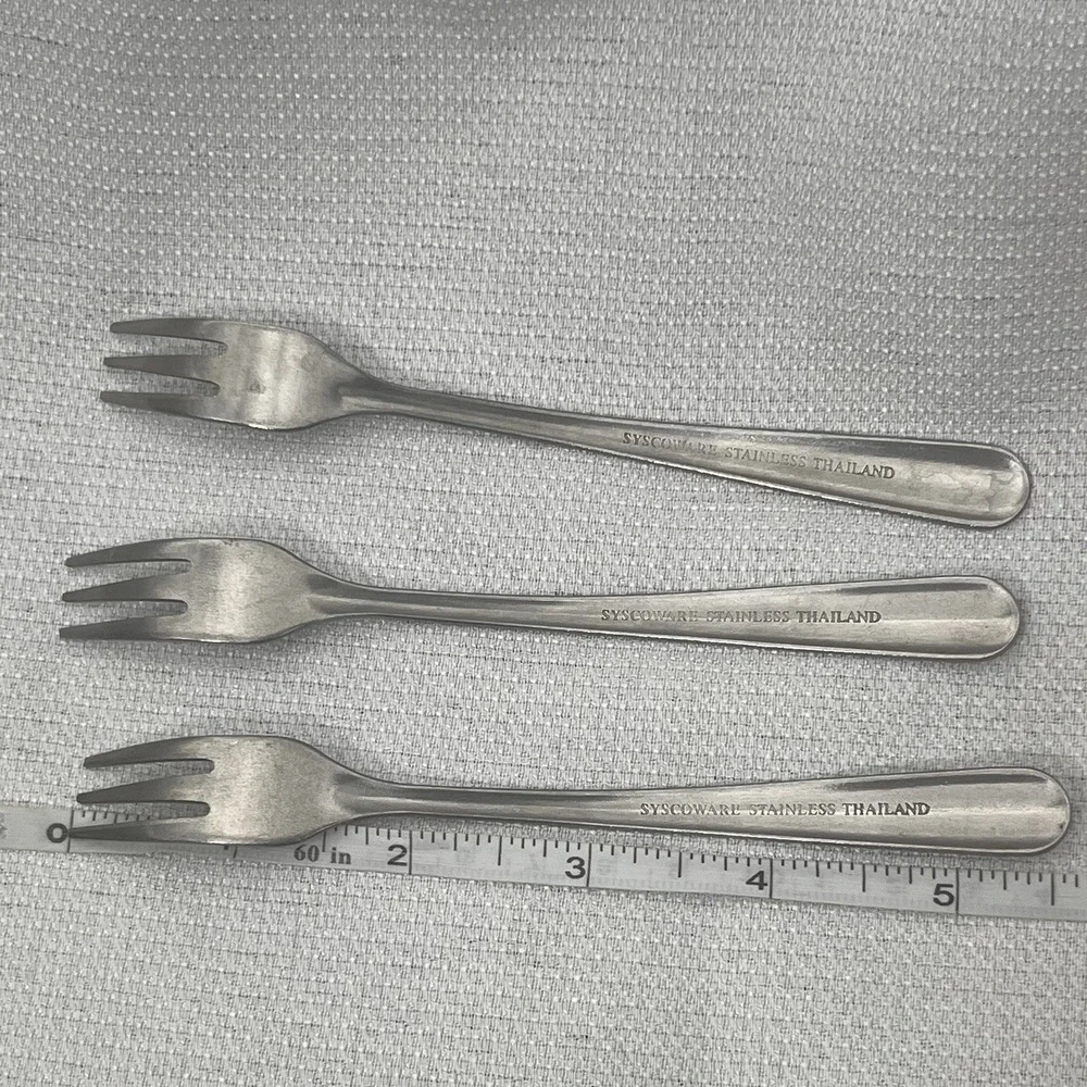 3 Vintage small Appetizer Forks stainless steel- SYSCOWARE